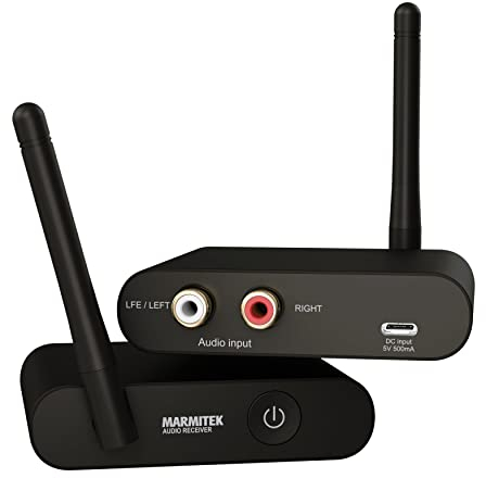 Marmitek Funk Subwoofer Übertragung WS400 - Verbinden Sie Ihre Subwoofer drahtlos mit Ihre Ihre Stereoanlage - 3,5mm Klinkenanschluss - Wireless Audio Transmitter