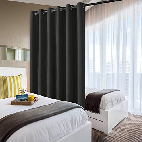 DWCN Thermovorhang Extra Breite Vorhänge Raumteiler Vorhang Blickdicht H274xB254cm Raumtrenner Gardinen Ösen Gardinen Ösenschal Schallschutz Vorhänge für Wohnzimmer Schlafzimmer Büro,1 Stück, Schwarz