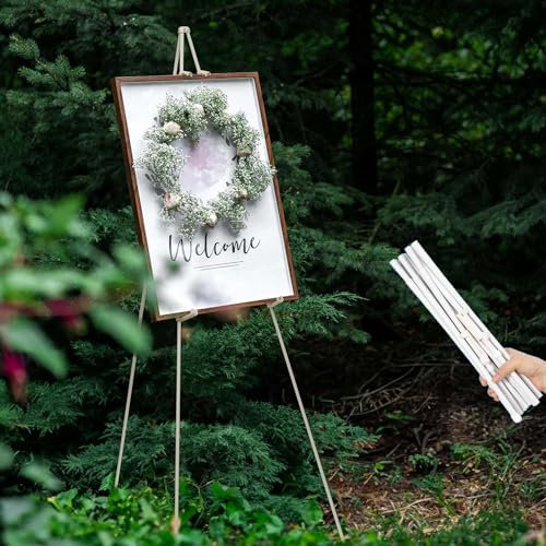 168cm/66 Adjustable Easel Stand, Instant Tripod Sign Poster Display Easel, Collapsible Portable Floor Easel, Easy Folding Telescoping Art Poster Indoor Outdoor(White)