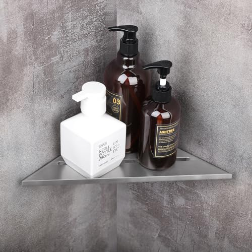 ZGTMSZ Instalación de Perforación Estante Ducha, 30CM Esquina Estantería Ducha, Acero Inoxidable Engrosado de Estanteria Baño, Triángulo Estantería Ducha, Estante de Ducha Montado En (1 Piezas, Plata)