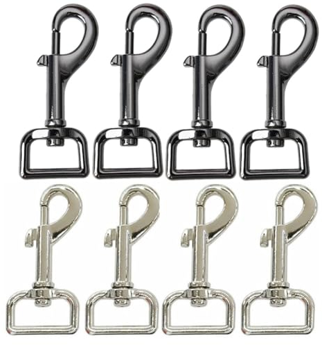 8 mousquetons avec articulation pivotante,Mousqueton à boulon en acier inoxydable 25mm,Mousqueton à boulon noir laisse de chien,pour l'alpinisme,Porte-clés