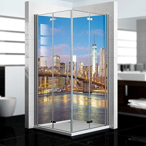 dedeco Pannello posteriore doccia impermeabile motivo New York V1, 2 x 90 x 210 cm, come pannello posteriore per il bagno per la sostituzione delle piastrelle, come decorazione da parete e pannello
