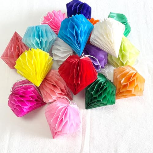 Bolas de panal, 20 piezas de 4 pulgadas, decoración de diamantes de panal, papel de seda, bola de panal, bolas de papel para colgar, bolas de flores para baby shower, cumpleaños, boda, decoración de