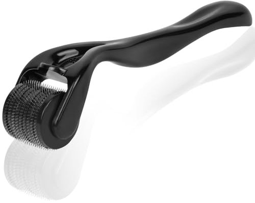 LOPHE Bartroller 0.5mm, Derma-Roller für Männer, Bartroller Bartwuchs, Micro needle Roller zur Haut- und Haarpflege Für Mann & Frau (Schwarz)