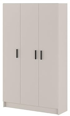 Homey - Armario Auxiliar Multiusos de Tres Puertas, 4 Baldas y Hueco para Escoba Alais, Color Roble Miel, 108 cm (Ancho) x 180 cm (Alto) x 35 cm (Fondo)