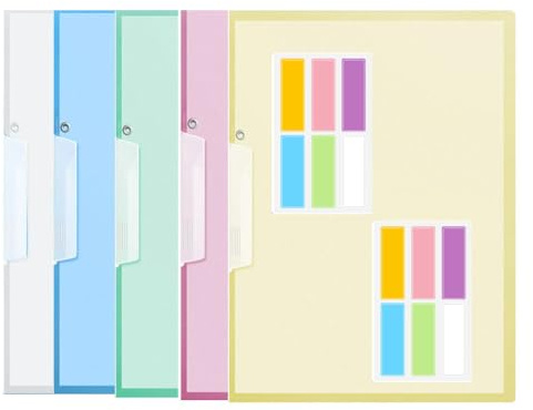 Armastuse 5 st A4-dokumentmapp, transparent, modern mapp med 5 färgade mappar, 30 fickor, 30 x 23 cm / 12,2 x 9,25 tum