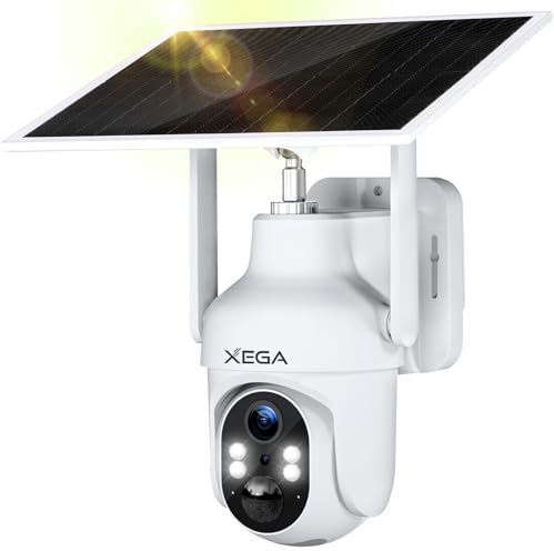 Xega 4G Camera Exterieur avec Carte Sim sans Fil, Vision Nocturne Colorée 3MP, HD PTZ IP Caméra avec Panneau Solaire et Batterie, Détection Mouvement PIR & Humaine, Audio Bidirectionnel Étanche IP66