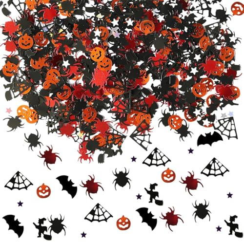 Confetti Halloween Mix – Paillette glitterate per artigianato di feste, spargimento da tavolo per | Scattering colorato con stampi per gatti, mix Eco PVC per carte, scrapbooking e riempitivo in