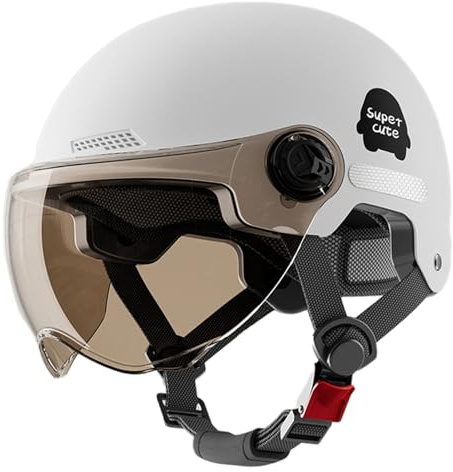 Motorcycle Half Headgear - Open Face Helmet Design, Sun Visor Safety Hat | Lightweight Protection Shell With Secure Fit, Cruiser Scooter Bike Gear For Men, Women, Urban Rides, Road Travel