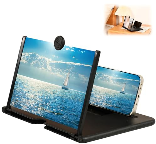 Smartphone Screen Magnifier, 3D HD Mobile Phone Magnifier Projector Screen Enlarger for Movies, Videos, and Gaming, Foldable Cell Phone Stand with Screen Amplifier, Supports All Smartphones (12Inch)