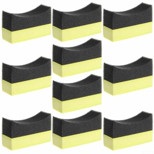 Car Multi-purpose Tire Dressing Applicator with Curved Foam Brush Sponge Pad for Automotive Rubber, Vinyl and Plastic Trim Restoration