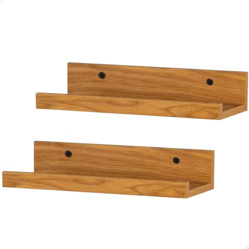 AKTIVE Max Home Set di 2 mensole da parete, 25 cm, peso massimo supportato 4 kg, effetto rovere, sospese, per quadri, decorazione, soggiorno, sala da pranzo, cucina, bagno (18486)