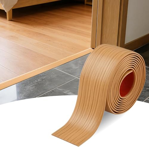 Zayejod 9M PVC Floor Transition Strip Self Adhesive，Yellow Oak Grain 5CM | Vinyl Flat Floor Divider Strip Carpet Cover Strips Laminate Threshold Flooring Edge Trim for Joining Floor Tiles Gap Door Bar