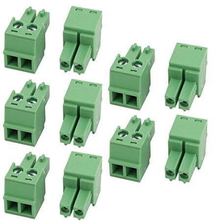 sourcing map 10 Stk LC1 AC300V 8A 3.81mm Tonhöhe 2P PCB Montage Klemmenblock Kabel Stecker DE de