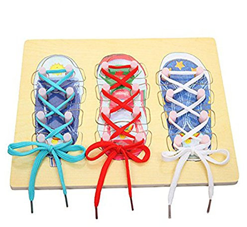 OFKPO Lär dig att knyta sko pedagogisk bräda leksaker för barn öva sko spets bindbräda utbildning lärande leksak