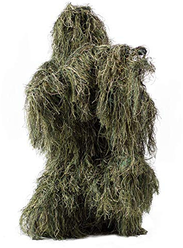 HaoFst Ghillie Traje de Camuflaje Bosque Camuflaje Bosque Caza 4 Piezas + Bolsa