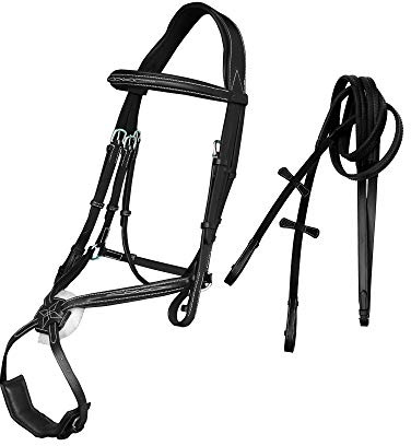 ExionPro - Corona anatómica con Doble Hebilla, diseño de Caballo, VT Leather (Advanced Rider)-Full, Negro