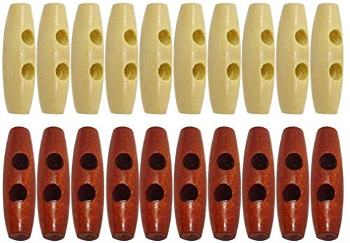 Holzknöpfe in Olivenform, 3 cm, zum Nähen, Stricken, Dufflecoat, 2 Farben, 20 Stück