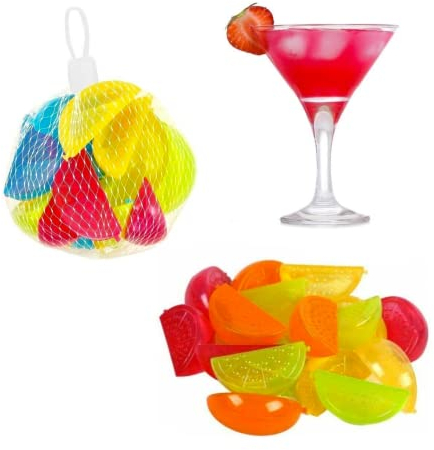 Citystores® 12 Multicoloured Lemon-Shaped Reusable Ice Cubes - Plastic, BPA-Free, Perfect for Drinks, Parties, Cocktails & Kids