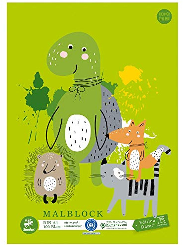 Staufen Edition Dürer målarblock – DIN A4, 100 ark, limmad, premiumvit 70 g/m² återvunnet papper, omslagsblad med 2 motiv, 1 st