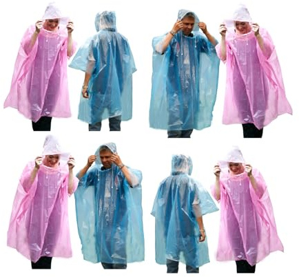 Start and Drive Ltd Poncho Rain Coat Waterproof Plastic Adult Size with Hoods men and women emergency disposable Pocket size Raincoat Thin and Strong Hiking Keep Dry