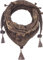 fashionchimp Damenschal mit Zier-Quasten und Muster-Mix Stickerei, Fransen-Schal, Dreieck-Tuch (Pattern-Braun)