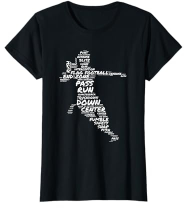 Girls Flag Football Player Word Art Typography T-Shirt