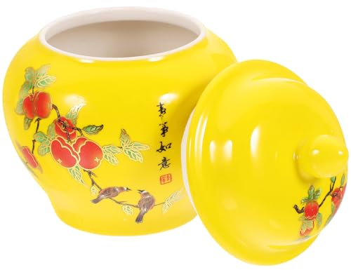 HOLIDYOYO Ceramic Tea Storage Canister Airtight Seal Vintage Style Tea Leaves Holder Beans Portable Food Jar for Kitchen Organization