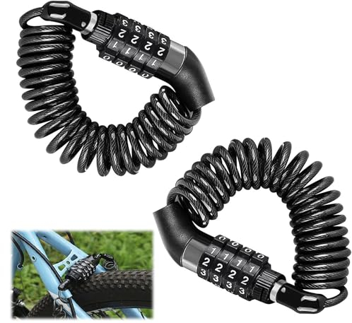Ltsbaed 2 Stück Motorradhelm Kabelschloss, Zinklegierung Helmschloss, Diebstahlschutz Fahrradhelmschloss, Anti-Rost Motorrader Bike Lock, mit 4 Stellig Code für Motorräder Roller Autotüren - Schwarz