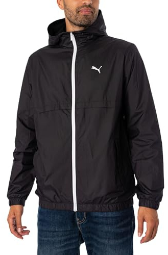 PUMA Hombre Chaqueta Cortavientos Lisa, Black/White, M
