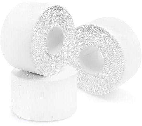 EOPUOZS Bande de Kinésiologie Sport 3 Rouleaux, Bande Adhésive Élastique en Coton 3.8cm x 10m, Tape Sport pour Soutien Musculaire et Articulaire (Blanc)