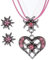 xianshi 3 StüCk Trachtenschmuck Damen,Mädchen Accessoires,Mit Strass Edelweiß Herz AnhäNger Und Edelweiß Ohrstecker Für Oktoberfest