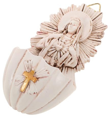 GARVALON Fontana Santa Resina Per Decorazione Da Parete Holy Water Font Elegante Per Ingressi e Stanze Per Comunioni e Cerimonie Religiose
