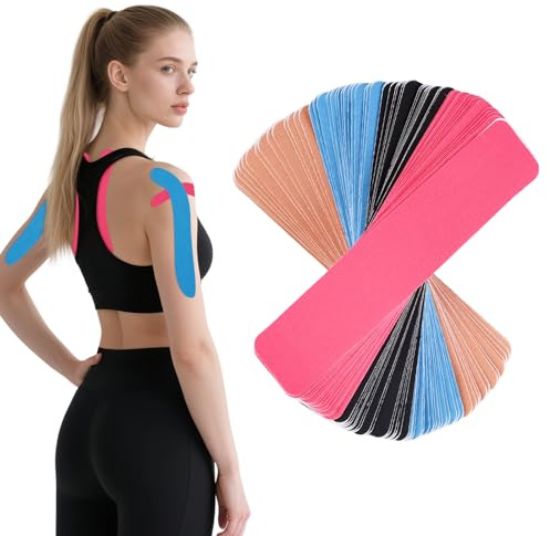 Kinesiotejp, 60 st kinesiologitejp, sportremsor, precut (25 cm x 5 cm), fysiotejp, sporttejp, tejp, tejp för muskelstöd, knävärk, armbågar och axel