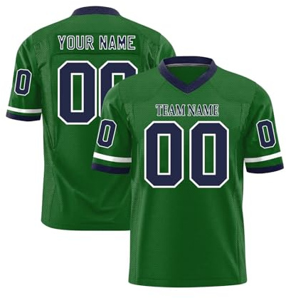 Maillot de Football Américain Personnalisable pour Hommes Femmes Jeunes Préscolaires T-Shirts avec Logo Nom et Numéro de l'équipe Manches Courtes à Séchage Rapide