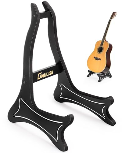 ONULISS Wooden Guitar Stand Floor, Dual A-Frame Universal Holder with 360° Microcellular Non-Slip Foam, for Acoustic Electric Bass Classical Guitars Ukulele Banjo Cello, Sturdy Home Studio Decor Stand