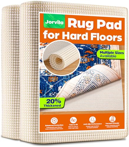 Jorvila Non-Slip Rug Pad Gripper 2x4 Feet, Anti Skid Mat for Under Area Rugs, Keeps Rugs in Position and Safe, Thick Cushioned Carpet Pad for Hardwood Floors Protection