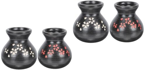 VICASKY Juego de 4 vasos de cerámica japonesa, con flores de cerezo, resistentes al calor y al frío, versátiles como recipientes de sashimi y decoración de mesa para gastronomía y celebraciones