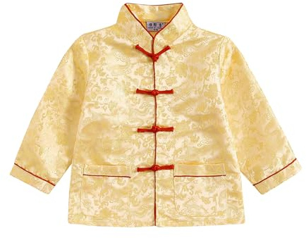 HJZZQH Boy Tang Suit Dragon Långärmad skjorta Kinesiskt nyår Outfit Traditionella kinesiska kläder för barn