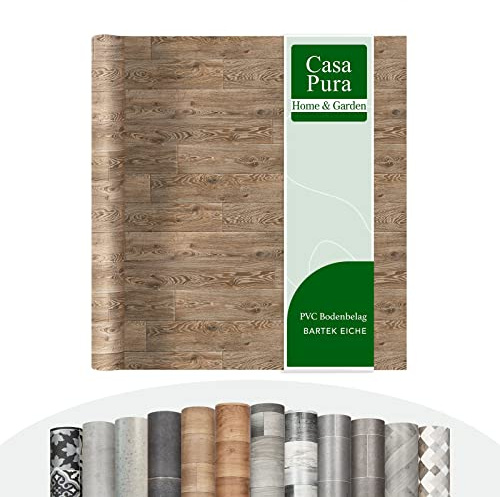 casa pura Vinylboden Meterware Holzoptik Fliesenoptik Steinoptik - PVC Bodenbelag - Vinyl Designbelag für Küche, Bad & Wohnbereich (Bartek Eiche, 100x550 cm)