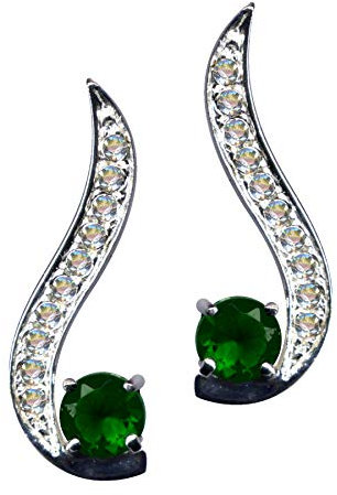 Örhängen/äkta silver 925 med zirkonia/jugendstil design/stenfärg: transparent vit grön/modern extravagant/onlinebutik smycke/58098, Sterlingsilver 925, zirkonstenar, zirkoniumkristall strass