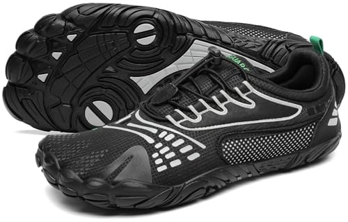 SAGUARO Unisex barfotaskor, trailskor, snabbtorkande vattensportskor, storlek 36–47, bläck svart, 45 EU