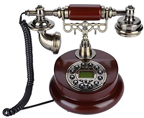 Teléfono fijo retro vintage con cable para el hogar Exquisita línea con fuente de alimentación, oficina de hotel, escritorio en casa, teléfono con cable con alfombrilla antideslizante, función de