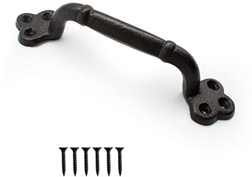 KLEHOPE Scheunentor Griff Schwarz, Türgriff aus Gusseisen, Vintage-Optik, Länge 220 mm, Gartentor Griff mit Schrauben Befestigt für Türschuppen, Garagen, Schränke, Badezimmergriffe Verwendet