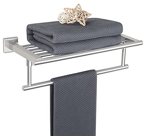Alise Portasciugamani da 40,6 cm per bagno, portasciugamani da parete con barre a torre, mensola da bagno in acciaio inossidabile SUS 304, porta asciugamani resistente (nichel spazzolato)