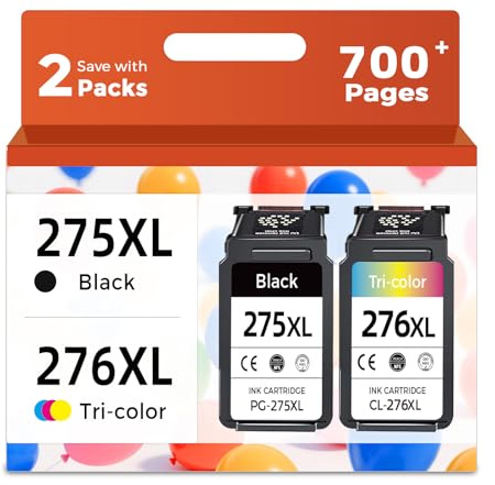 PG275 CL276 Compatible Ink Cartridge Combo Pack Replacement for Canon 275 and 276 XL 275XL 276XL for PIXMA TS3522 TR4720 TS3500 TS3520 TR4700 TS3700 TS3720 TS3722 TR4722 Printer (Black Color, 2-Pack)
