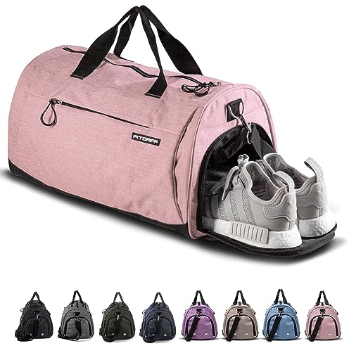 Fitgriff® Sporttasche & Reisetasche für Damen und Herren - mit Schuhfach & Nassfach - Tasche für Sport, Fitness & Reisen - Trainingstasche, Gym Bag (Pink, 48 x 26 x 25 cm (Small))