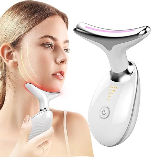 7 Colour LED FACE Beauty Massager, 3 Modes for Skin Tightening & Neck Lifting, Anti Aging Wrinkle Remover, EMS Massage Face Toning Firming Device for Women