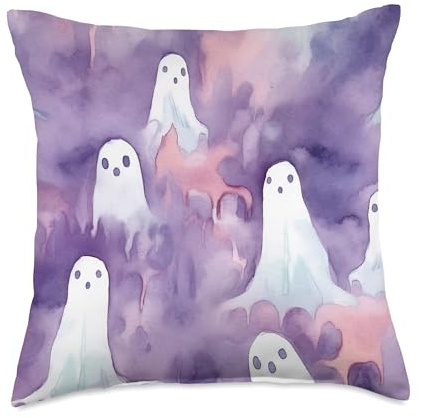 Ghost Hidding In Foggy Moor Throw Pillow