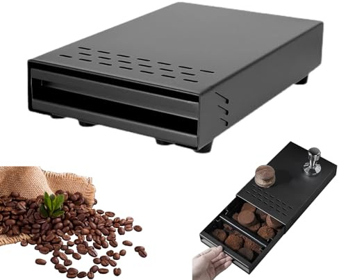 Kaffe knacklåda låda, kaffesats-knackningsbehållare med avtagbar knackstång, espresso-knackningsbox i rostfritt stål, lådor, kafferester, pulverlåda för hem, kontor, restaurang, café